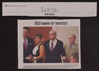 Newspaper clipping of the ECU Board of Trustees